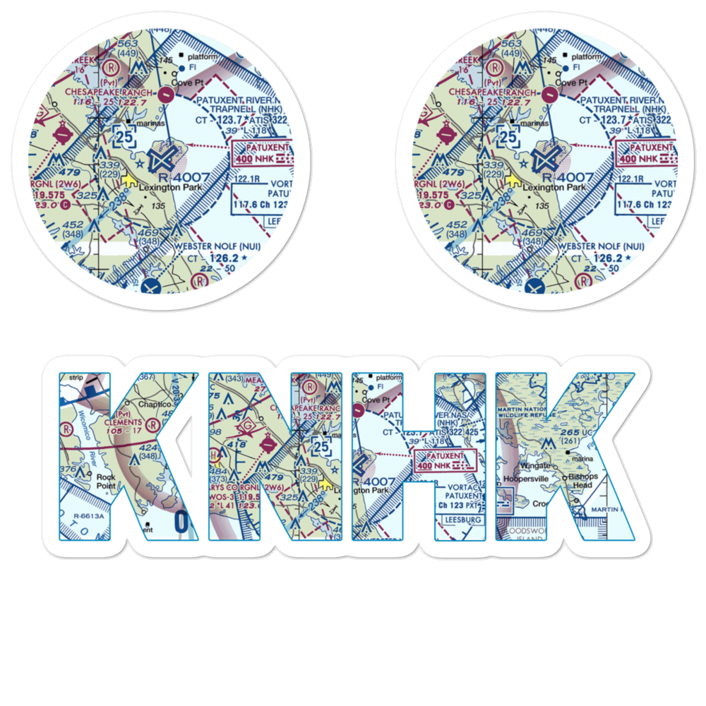 Patuxent River Naval Air Station (Trapnell Field) (NHK) VFR Sectional Sticker Pack 