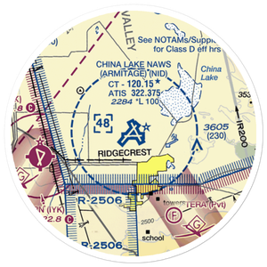 China Lake Naws (Armitage Field) Airport (NID) VFR Sectional Sticker (20 mile)