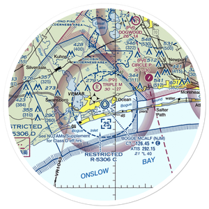 Bogue Field Mcalf Airport (NJM) VFR Sectional Sticker (30 mile)