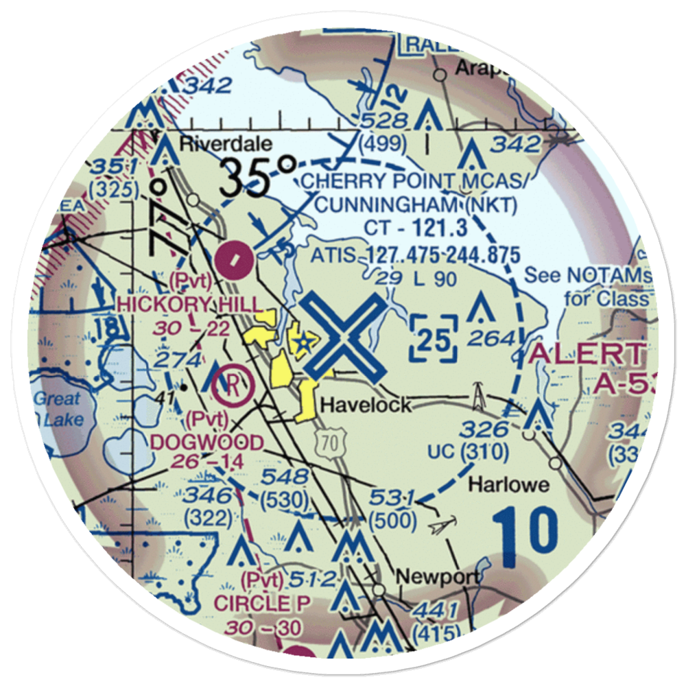 Cherry Point MCAS /Cunningham Field/ (NKT) VFR Sectional Sticker (20 mile) 