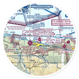 Port Angeles Cgas Airport (NOW) VFR Sectional Sticker (30 mile)