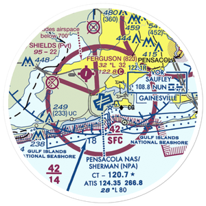 Pensacola Naval Air Station/Forrest Sherman Field (NPA) VFR Sectional Sticker (20 mile)