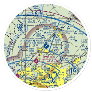 Millington-Memphis Airport (NQA) VFR Sectional Sticker (30 mile)