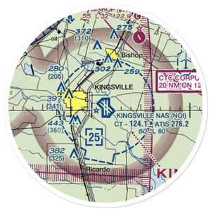Kingsville Naval Air Station (NQI) VFR Sectional Sticker (20 mile)