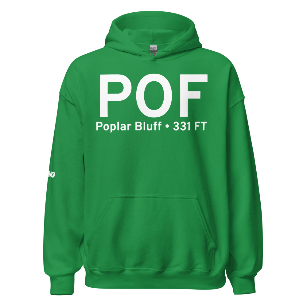 Poplar Bluff (KPOF) Airport Hoodie Sweatshirt 