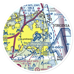 Oceana Naval Air Station (NTU) VFR Sectional Sticker (20 mile)