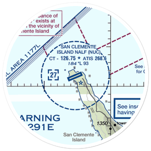 San Clemente Island Naval Auxiliary Landing Field (NUC) VFR Sectional Sticker (20 mile)