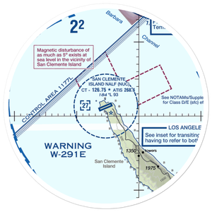 San Clemente Island Naval Auxiliary Landing Field (NUC) VFR Sectional Sticker (30 mile)