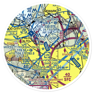 Moffett Federal Airfield (NUQ) VFR Sectional Sticker (20 mile)