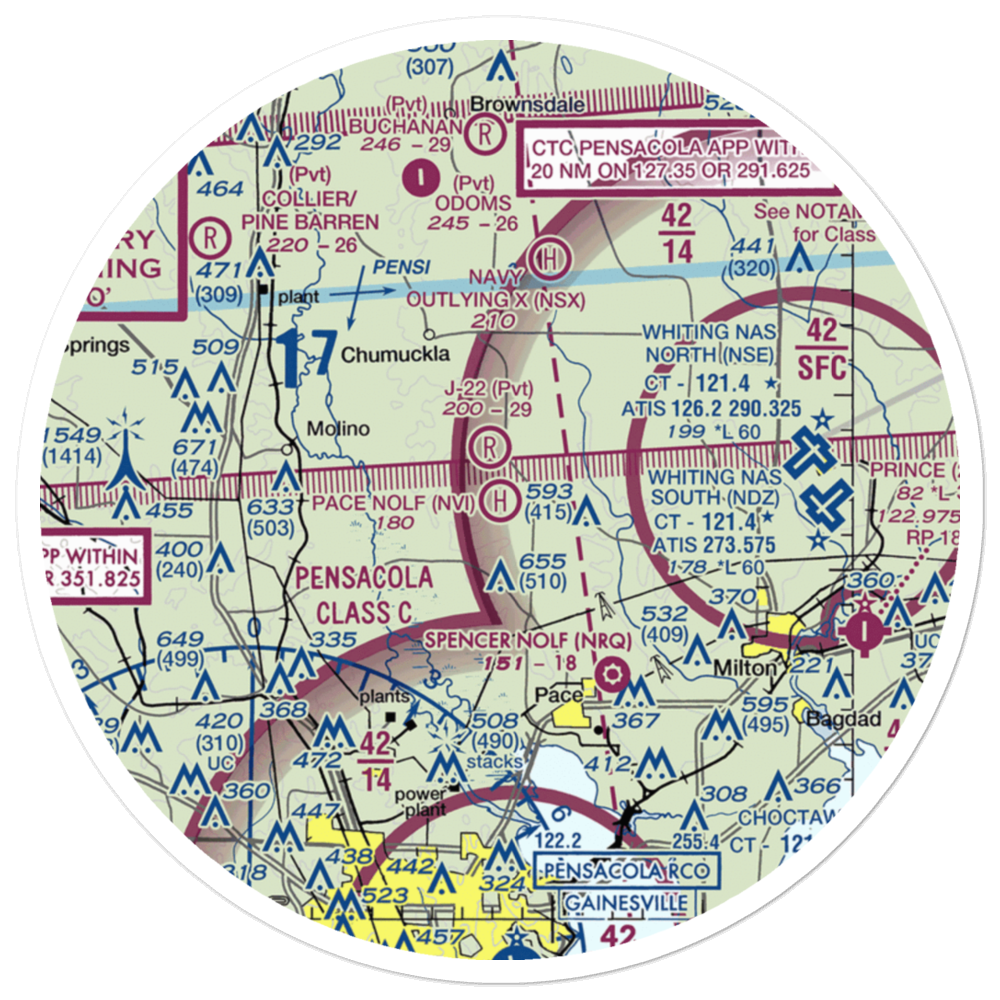 Pace Nolf Heliport (NVI) VFR Sectional Sticker (30 mile) 