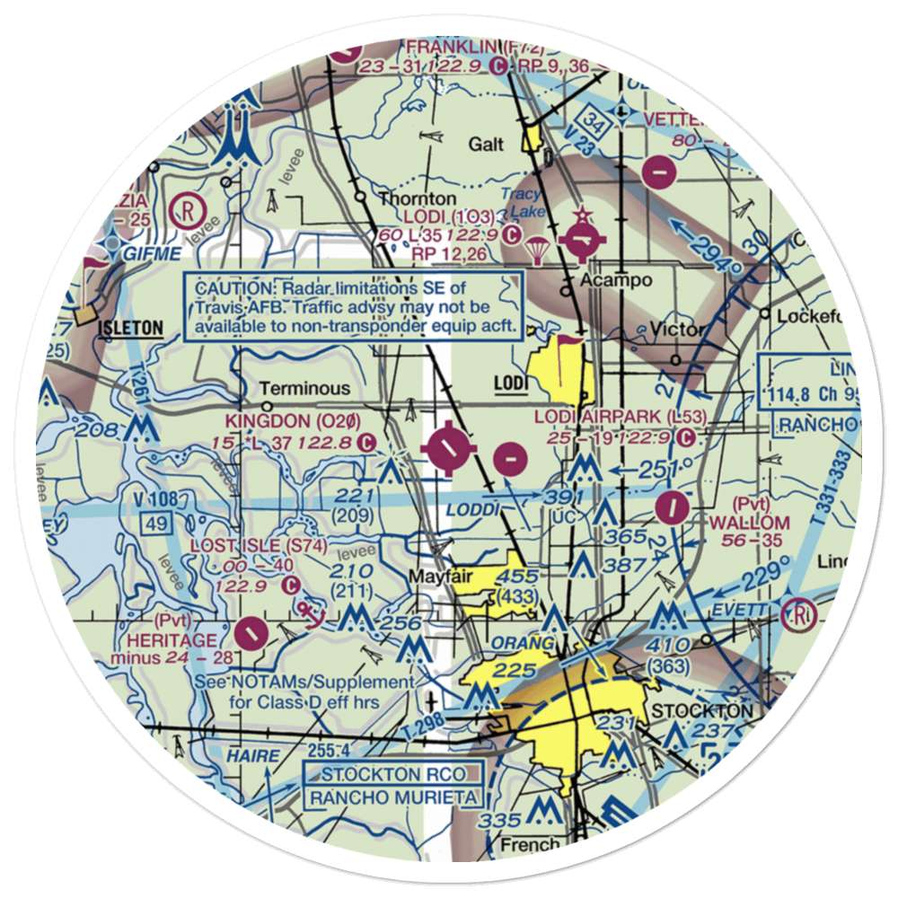 Kingdon Airpark (O20) VFR Sectional Sticker (30 mile) 