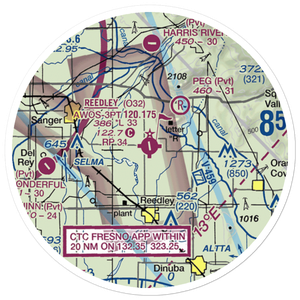 Reedley Municipal Airport (O32) VFR Sectional Sticker (20 mile)
