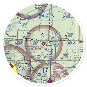 Prague Municipal Airport (O47) VFR Sectional Sticker (30 mile)