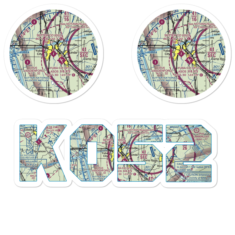 Sutter County Airport (O52) VFR Sectional Sticker Pack 