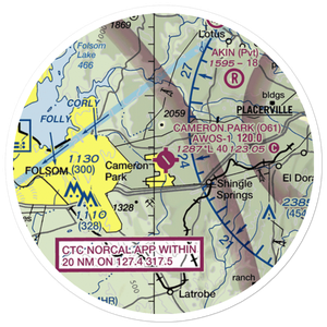 Cameron Park Airport (O61) VFR Sectional Sticker (20 mile)
