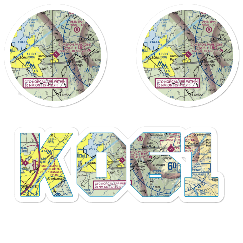 Cameron Park Airport (O61) VFR Sectional Sticker Pack 