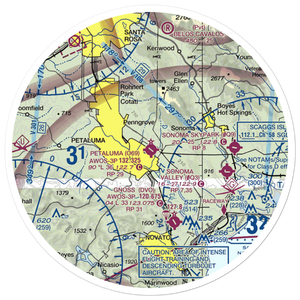 Petaluma Municipal Airport (O69) VFR Sectional Sticker (30 mile)