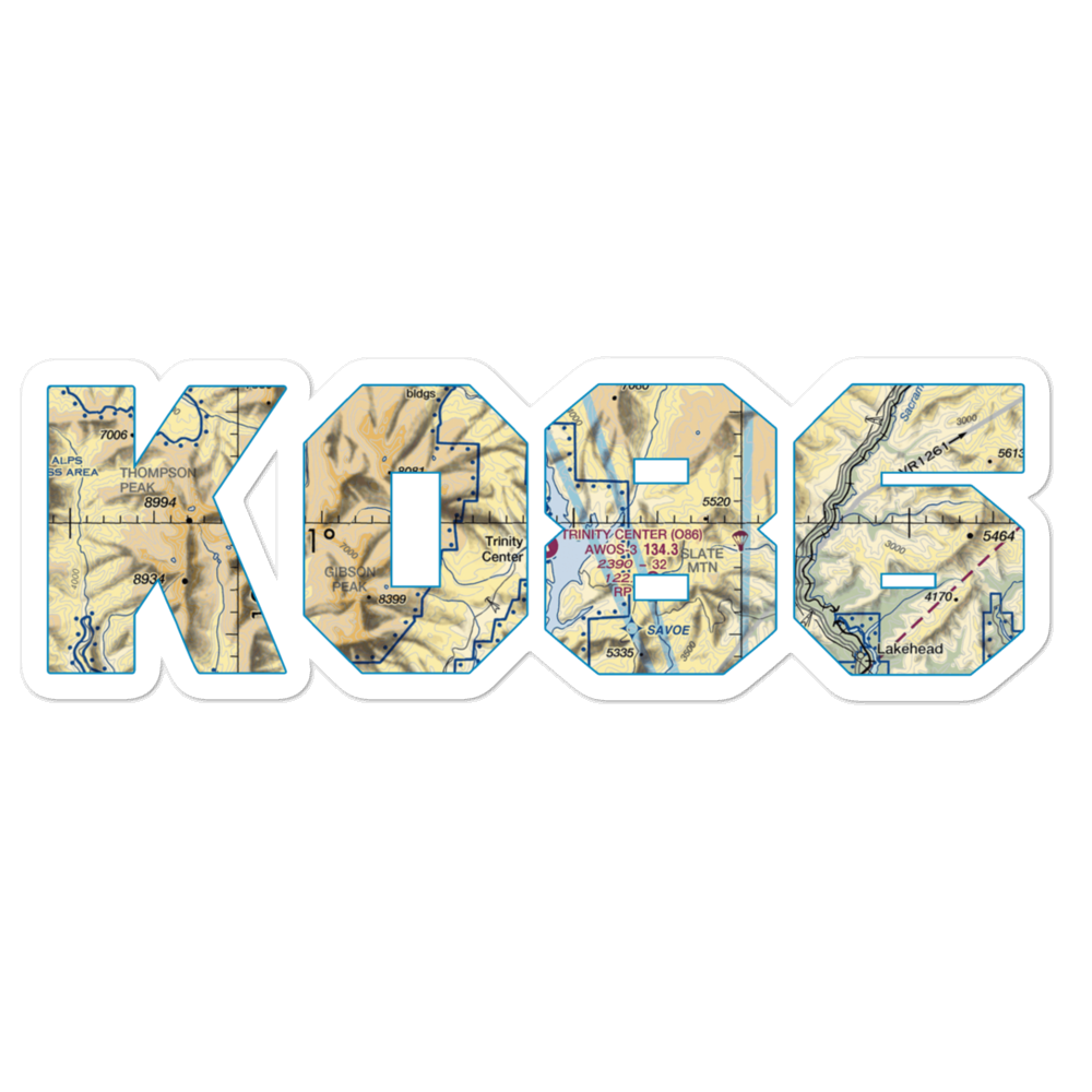 Trinity Center Airport (O86) VFR Sectional Sticker 