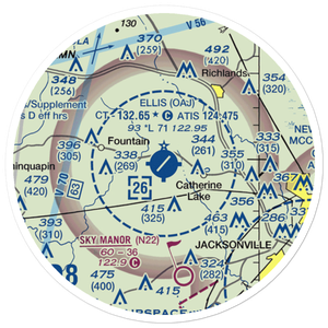 Albert J Ellis Airport (OAJ) VFR Sectional Sticker (20 mile)