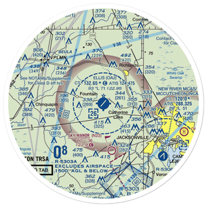 Albert J Ellis Airport (OAJ) VFR Sectional Sticker (30 mile)