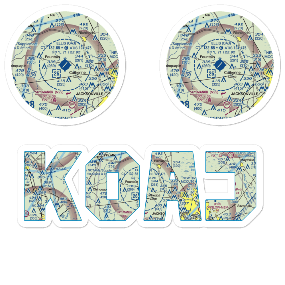 Albert J Ellis Airport (OAJ) VFR Sectional Sticker Pack 