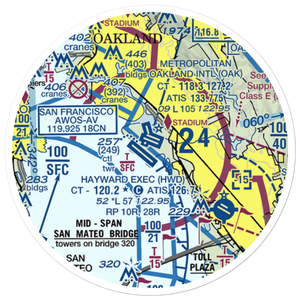Metropolitan Oakland International Airport (OAK) VFR Sectional Sticker (20 mile)