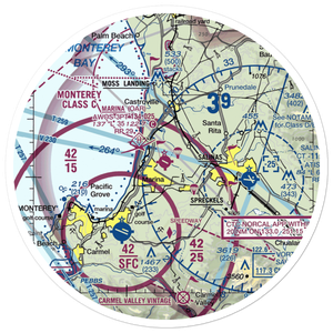 Marina Municipal Airport (OAR) VFR Sectional Sticker (30 mile)