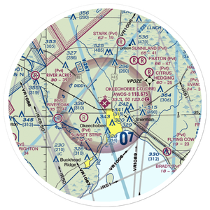 Okeechobee County Airport (OBE) VFR Sectional Sticker (30 mile)