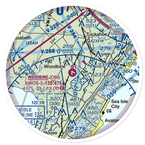 Woodbine Municipal Airport (OBI) VFR Sectional Sticker (20 mile)