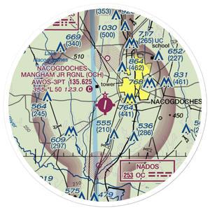 A L Mangham Jr. Regional Airport (OCH) VFR Sectional Sticker (20 mile)
