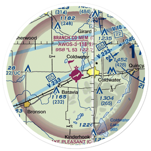 Branch County Memorial Airport (OEB) VFR Sectional Sticker (20 mile)