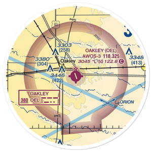 Oakley Municipal Airport (OEL) VFR Sectional Sticker (20 mile)