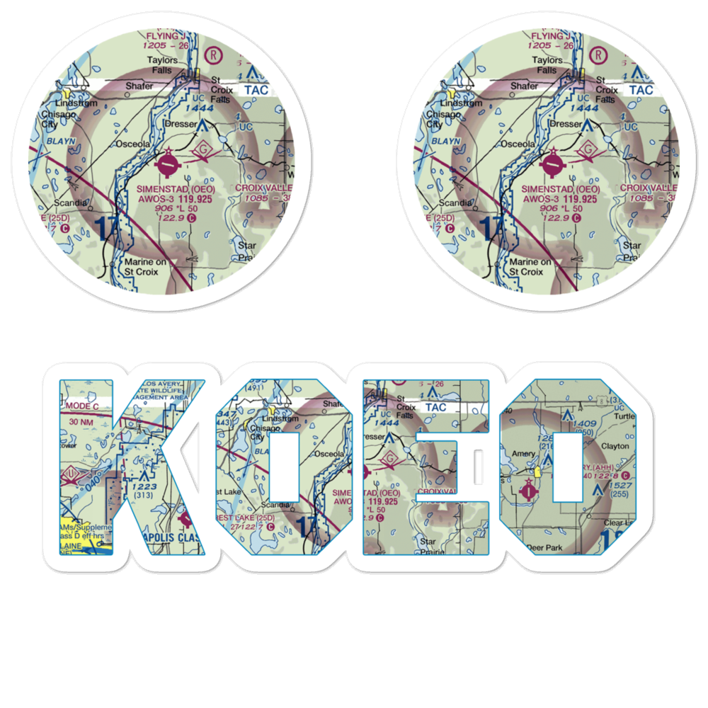 L O Simenstad Municipal Airport (OEO) VFR Sectional Sticker Pack 