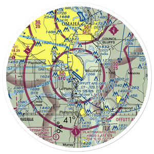 Offutt Air Force Base (OFF) VFR Sectional Sticker (30 mile)