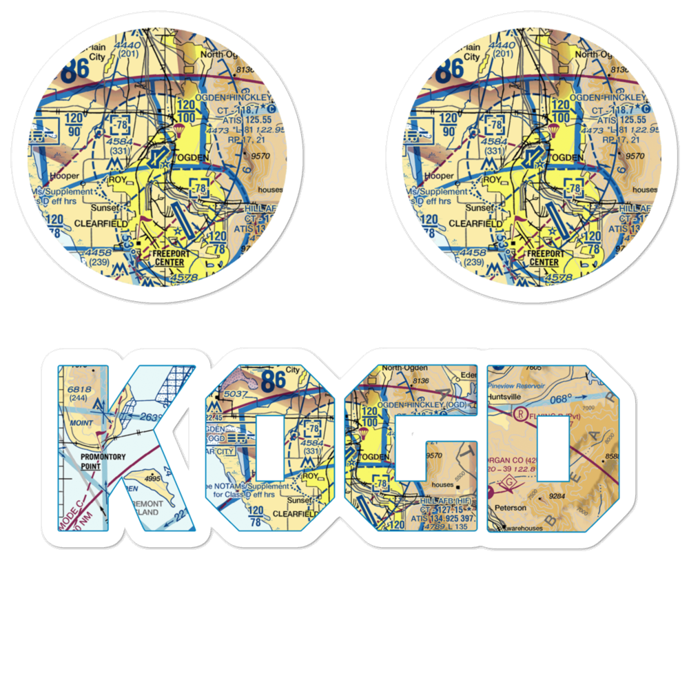 Ogden Hinckley Airport (OGD) VFR Sectional Sticker Pack 