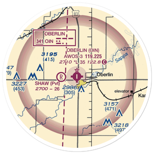 Oberlin Municipal Airport (OIN) VFR Sectional Sticker (20 mile)