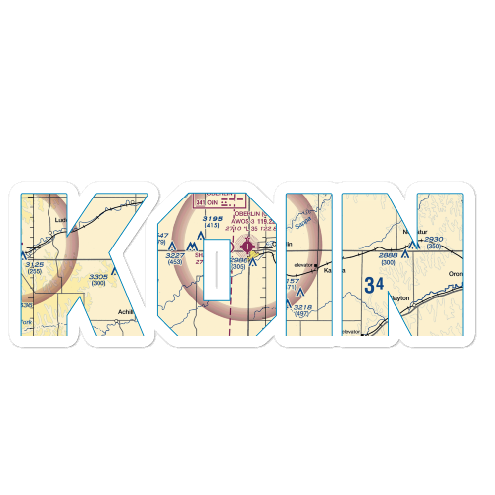 Oberlin Municipal Airport (OIN) VFR Sectional Sticker 