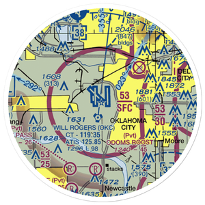 Will Rogers World Airport (OKC) VFR Sectional Sticker (20 mile)
