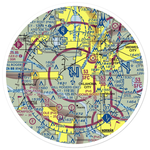 Will Rogers World Airport (OKC) VFR Sectional Sticker (30 mile)