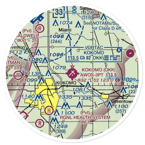 Kokomo Municipal Airport (OKK) VFR Sectional Sticker (20 mile)