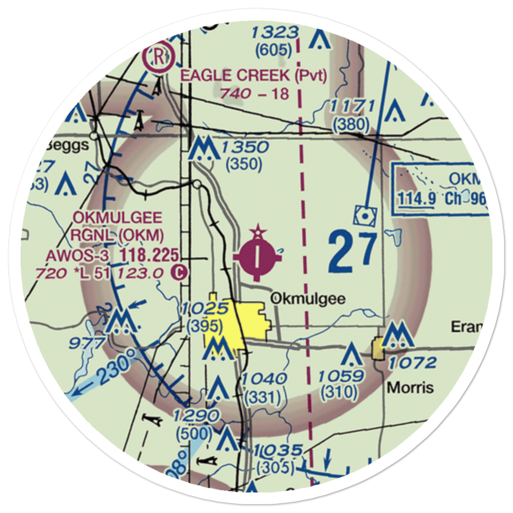 Okmulgee Regional Airport (OKM) VFR Sectional Sticker (20 mile) 