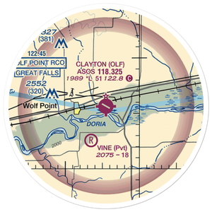 L M Clayton Airport (OLF) VFR Sectional Sticker (20 mile)