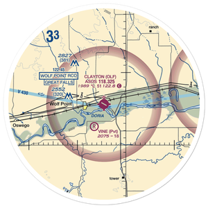 L M Clayton Airport (OLF) VFR Sectional Sticker (30 mile)