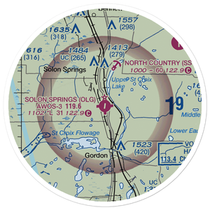 Solon Springs Municipal Airport (OLG) VFR Sectional Sticker (20 mile)