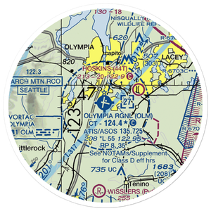Olympia Regional Airport (OLM) VFR Sectional Sticker (20 mile)