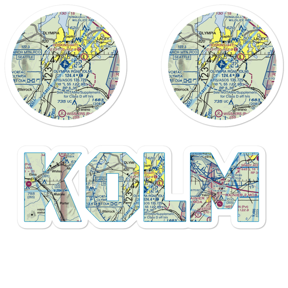 Olympia Regional Airport (OLM) VFR Sectional Sticker Pack 