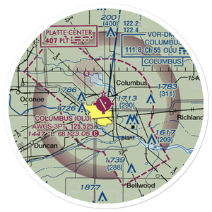 Columbus Municipal Airport (OLU) VFR Sectional Sticker (20 mile)