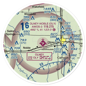 Olney Noble Airport (OLY) VFR Sectional Sticker (20 mile)