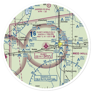 Olney Noble Airport (OLY) VFR Sectional Sticker (30 mile)