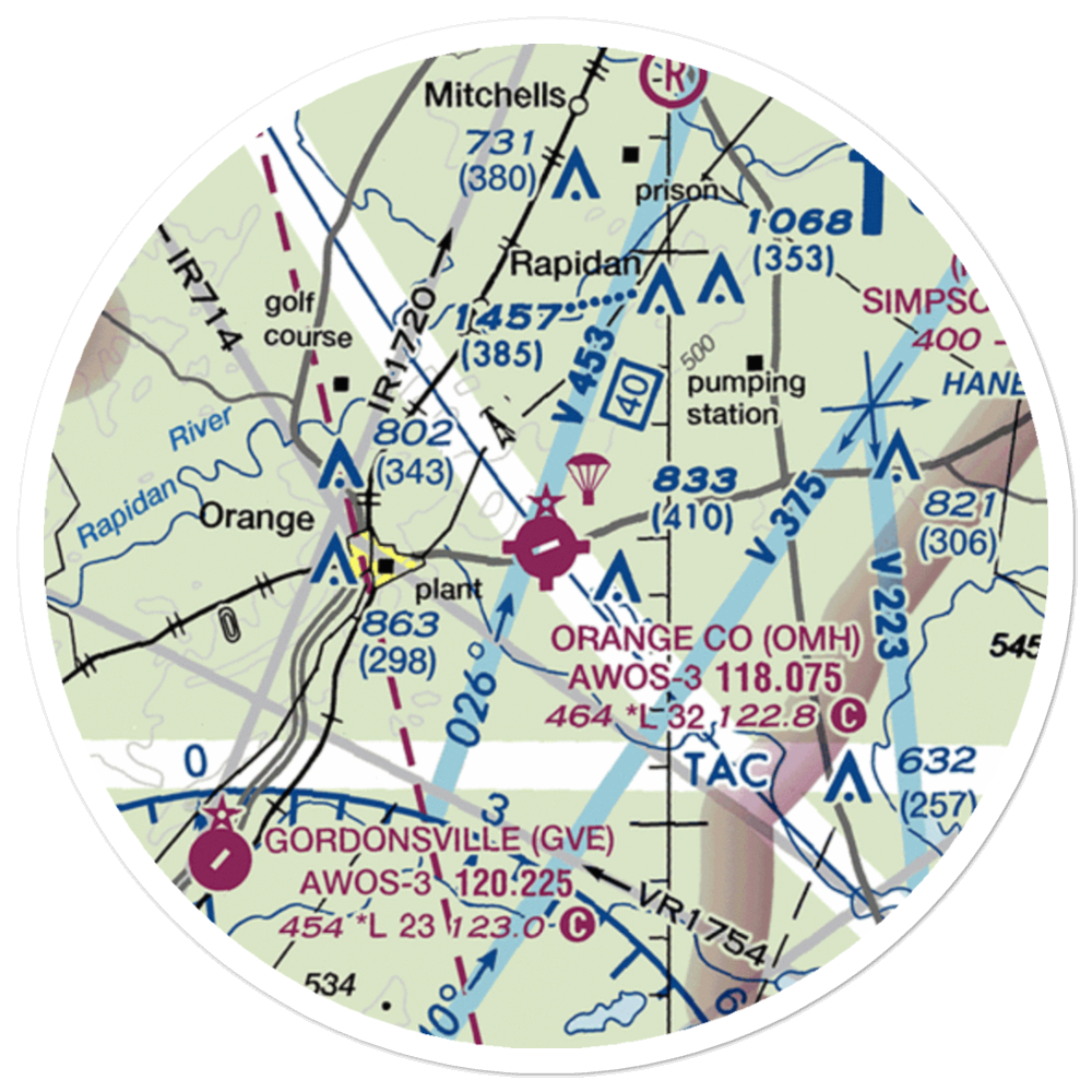 Orange County Airport (OMH) VFR Sectional Sticker (20 mile) 